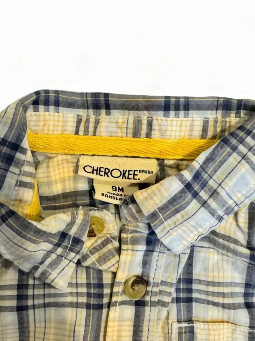 Cherokee Baby Boy Plaid Button Down Shirt 9M